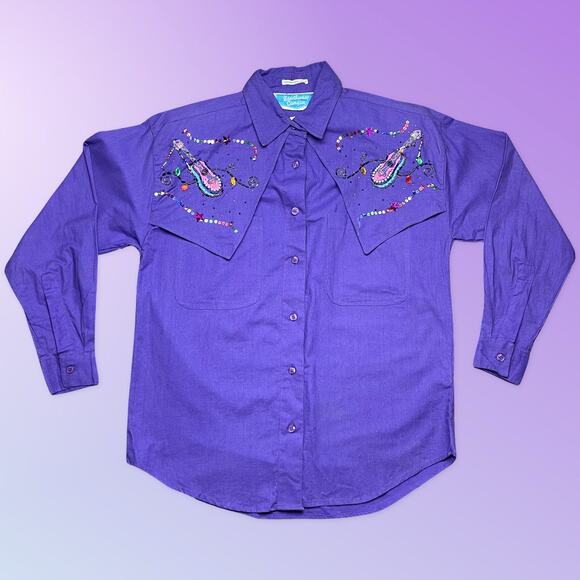 Southwest Canyon 1992 Vintage LS Womens Purple Western Shirt NWT S - Picture 10 of 10